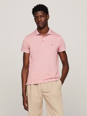 Polo de corte slim con cuello ribeteado Rosa Tommy Hilfiger