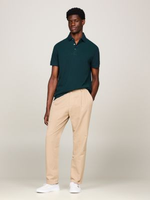 blue strukturiertes regular fit oxford-poloshirt für herren - tommy hilfiger