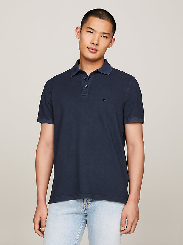 blue garment dyed flag embroidery regular polo for men tommy hilfiger
