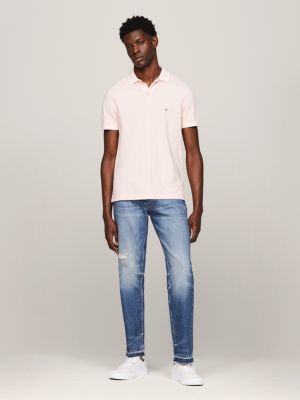 pink regular fit poloshirt mit stückfärbung für herren - tommy hilfiger