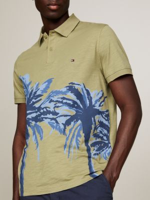 Palm Print Regular Fit Polo Green Tommy Hilfiger