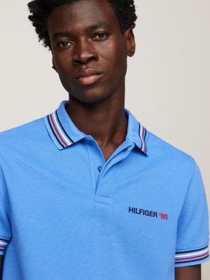 Global Stripe Tipped Regular Fit Polo, Blue