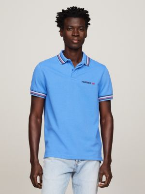 blue global stripe regular fit poloshirt für herren - tommy hilfiger