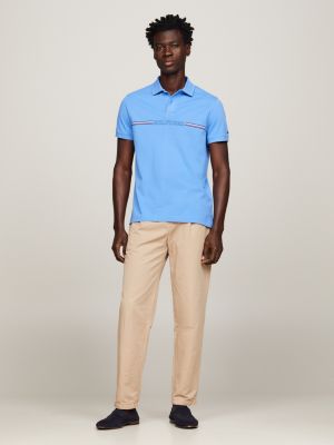 polo de corte regular con logo en el pecho blue de hombres tommy hilfiger