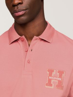 Regular Fit Poloshirt mit Bouclé-Logo | Rosa | Tommy Hilfiger 