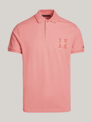 Regular Fit Poloshirt mit Bouclé-Logo | Rosa | Tommy Hilfiger