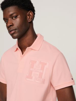 Regular Fit Poloshirt mit Bouclé-Logo | Rosa | Tommy Hilfiger 