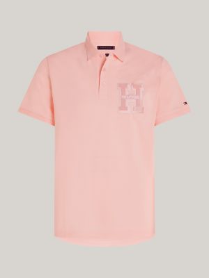 Regular Fit Poloshirt mit Bouclé-Logo | Rosa | Tommy Hilfiger 