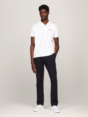 Bouclé Logo Regular Fit Polo | White | Tommy Hilfiger