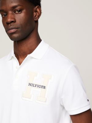 Bouclé Logo Regular Fit Polo | White | Tommy Hilfiger