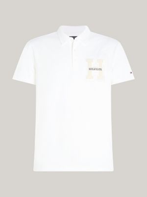 Bouclé Logo Regular Fit Polo | White | Tommy Hilfiger