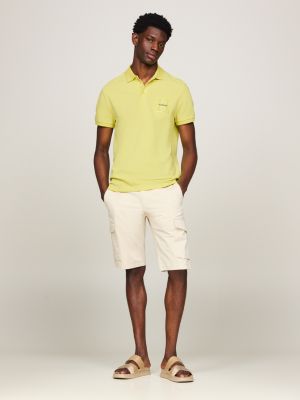 yellow regular fit poloshirt mit bouclé-logo für herren - tommy hilfiger