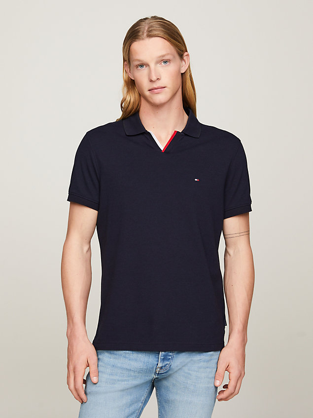 blue tipped collar regular fit polo for men tommy hilfiger