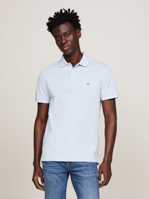 polo con logo y textura de punto globo blue de hombres tommy hilfiger