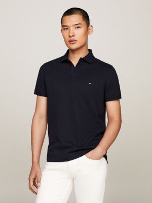 blue regular fit poloshirt aus noppengewebe für herren - tommy hilfiger
