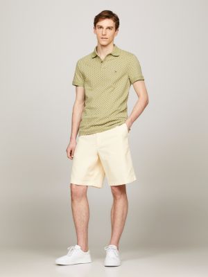 green slim fit poloshirt mit mikro-print für herren - tommy hilfiger