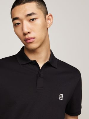 TH Monogram Embroidery Interlock Regular Polo | Black | Tommy Hilfiger