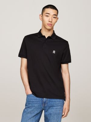 Tommy Hilfiger Men's Slim Fit Polo Shirt (Small, Black) at