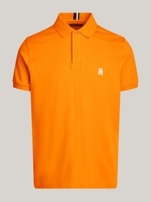 Regular polo van interlock met TH monogram Oranje Tommy Hilfiger