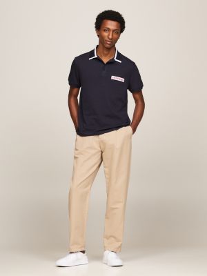 Polo con logo bordado de corte regular Azul Tommy Hilfiger