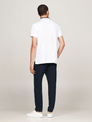 Tipped Logo Embroidery Regular Fit Polo | White | Tommy Hilfiger
