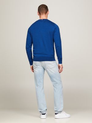 Crew Neck Mouliné Jumper, Blue