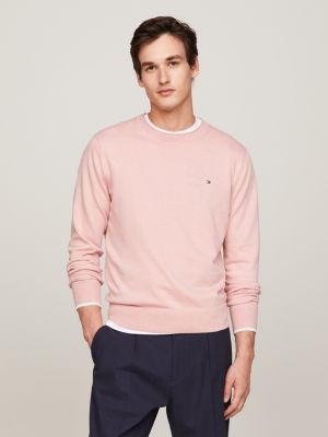 Tommy Hilfiger Cotton Graphic Crew Neck Jumper, Peach Dusk at John Lewis &  Partners