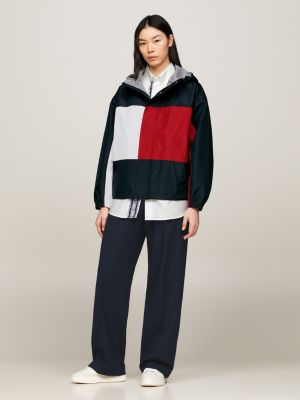 Tommy x CLOT Dual Gender Back Logo Colour-Blocked Jacket, Blue