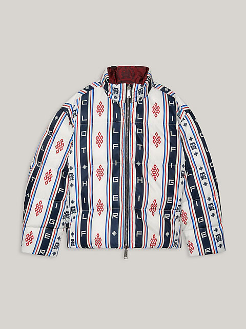 white tommy x clot reversible pufferjack voor heren - tommy hilfiger