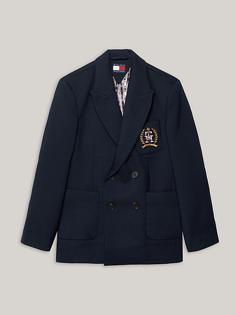 blue tommy x clot double breasted blazer for men tommy hilfiger