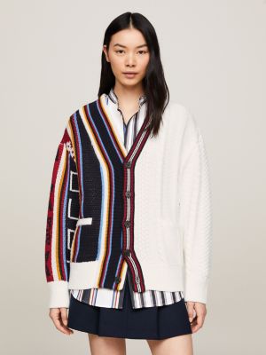 Tommy x CLOT Dual Gender Stripe Knit Cardigan | White | Tommy Hilfiger