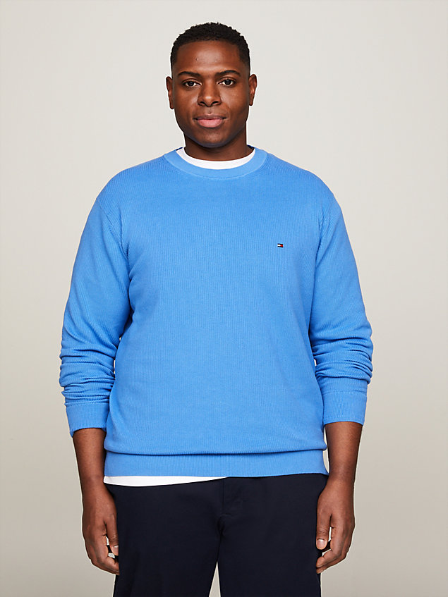 blue plus essential knit crew neck jumper for men tommy hilfiger