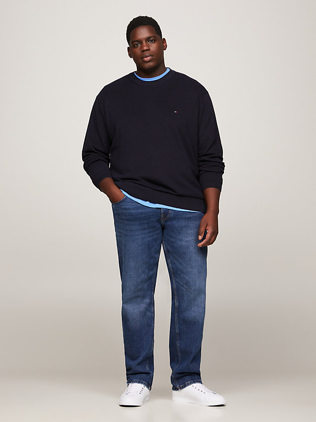 blue plus essential knit crew neck jumper for men tommy hilfiger