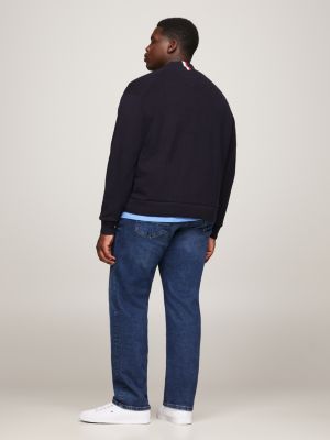 blue plus waffle knit zip-thru jumper for men tommy hilfiger