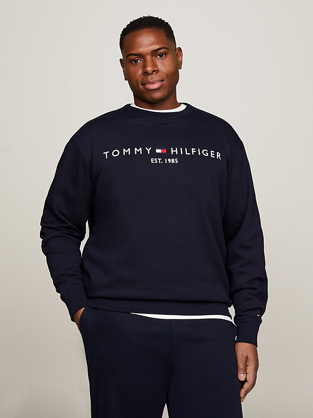 blue plus logo flex fleece regular sweatshirt for men tommy hilfiger