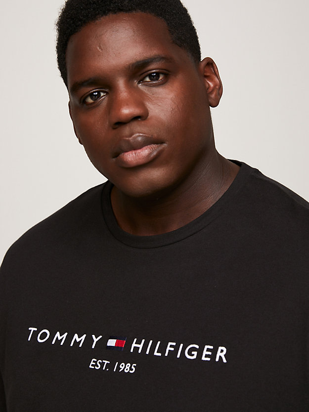 black plus logo slim fit jersey t-shirt for men tommy hilfiger