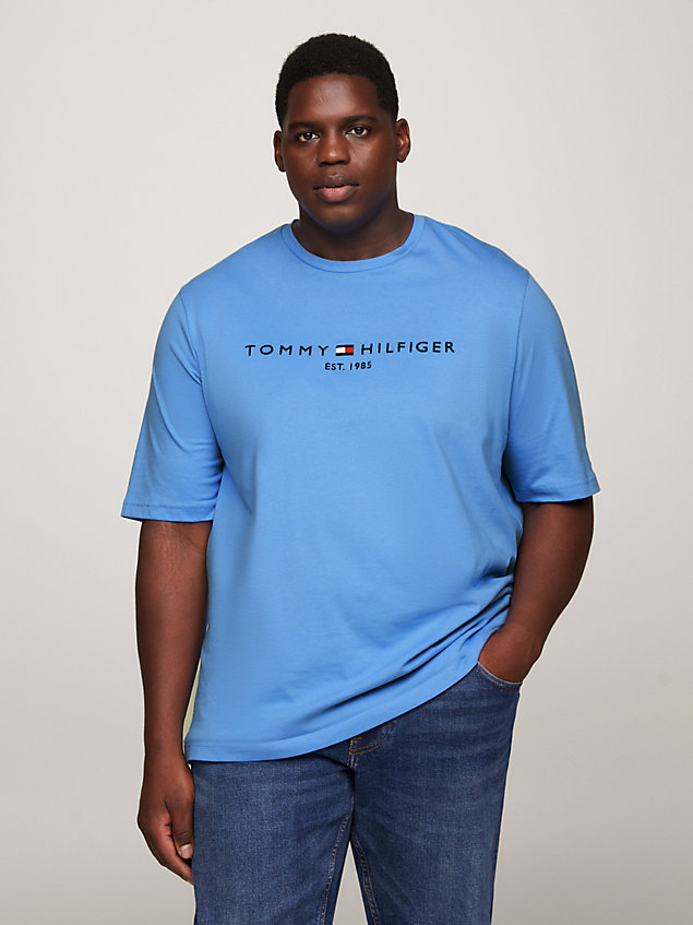 blue plus logo slim fit jersey t-shirt for men tommy hilfiger