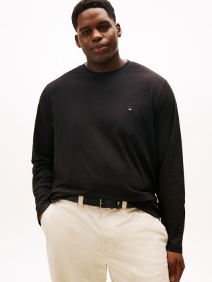 t-shirt slim plus en jersey à manches longues black pour hommes tommy hilfiger