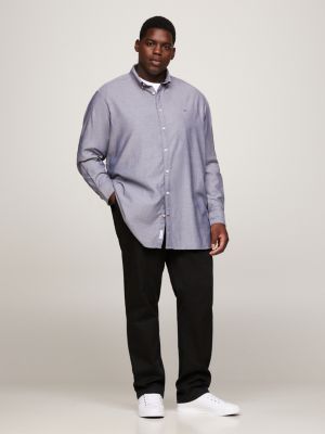 blue plus flex regular fit hemd mit dobby-effekt für herren - tommy hilfiger