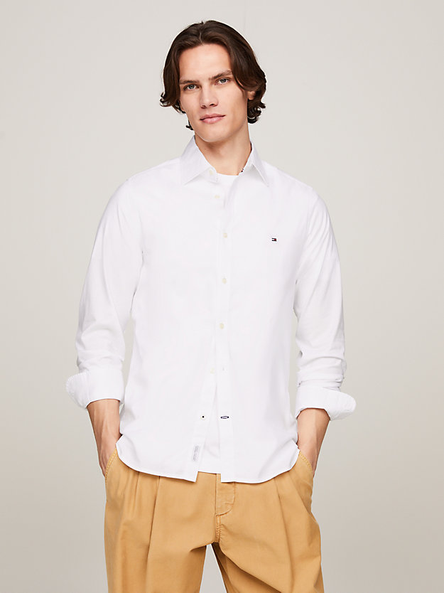 white flex slim fit shirt for men tommy hilfiger