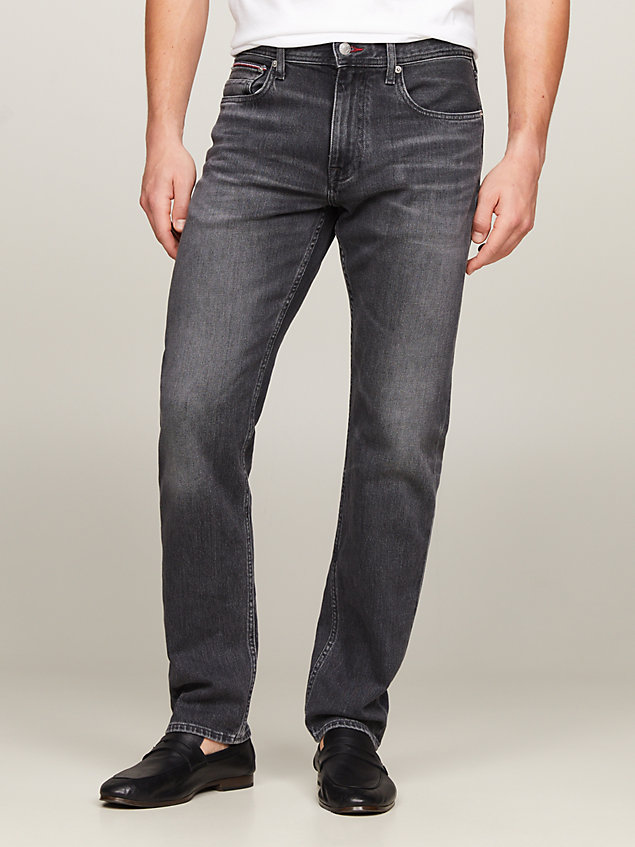 denim mercer schwarze regular straight jeans für herren - tommy hilfiger