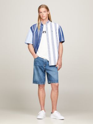 denim straight fit jeans-bermudashorts mit flag für herren - tommy hilfiger