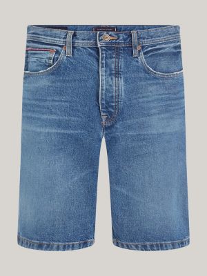 blue flag straight denim bermuda shorts for men tommy hilfiger