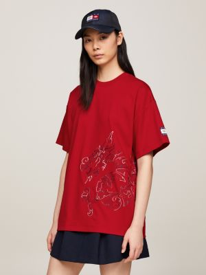 Tommy x CLOT Dual Gender Dragon Motif T-Shirt | Red | Tommy Hilfiger