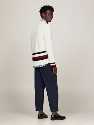 Crest Letterman Relaxed Cardigan | White | Tommy Hilfiger