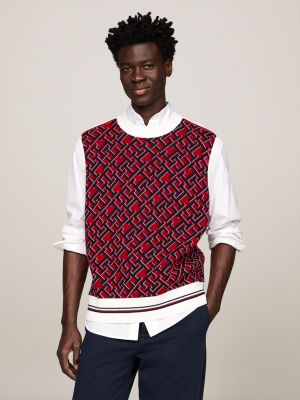 TH Monogram Knit Sweater Vest | Red | Tommy Hilfiger