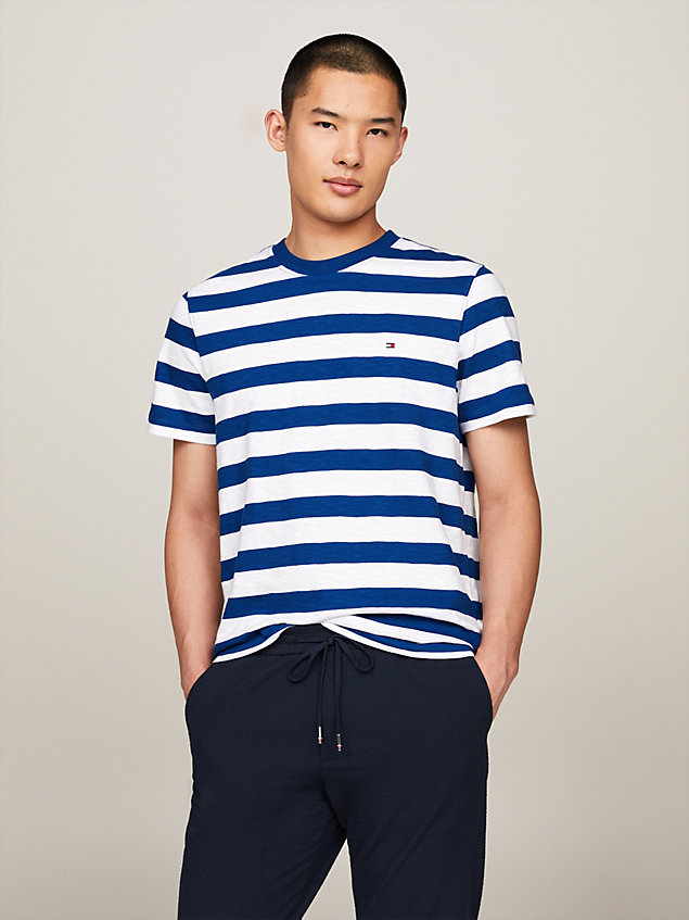 blue textured stripe t-shirt for men tommy hilfiger