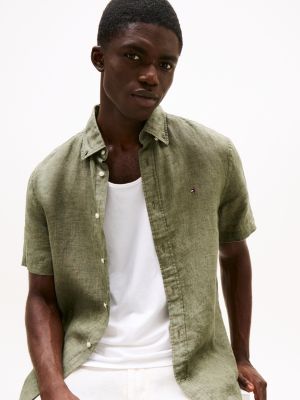 green washed pure linen shirt for men tommy hilfiger