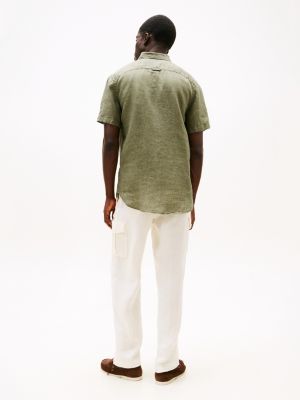 green washed pure linen shirt for men tommy hilfiger