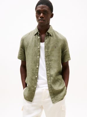 green washed pure linen shirt for men tommy hilfiger